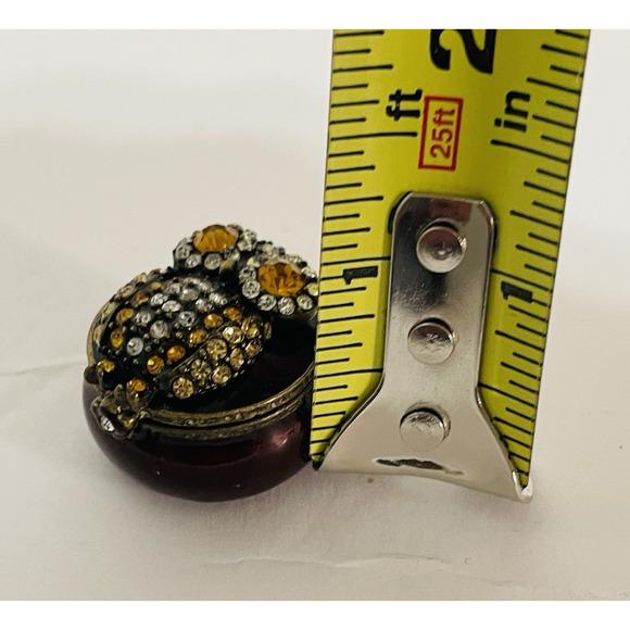 Papyrus Rhinestone Enamel Owl Miniature Earth Tones Trinket Box - Picture 10 of 10